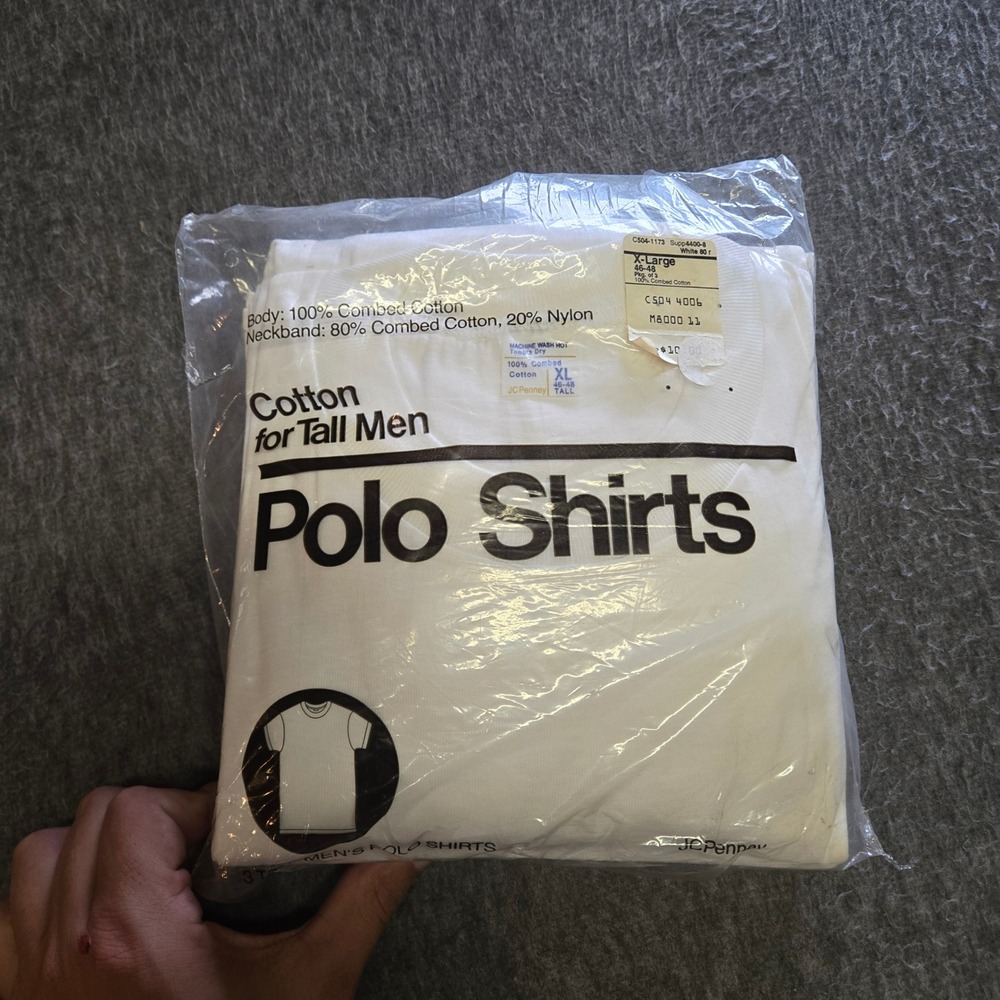 Vintage 80s NOS JCPenney 3 Pack T-Shirts Mens XL White Cotton Burnout Grunge